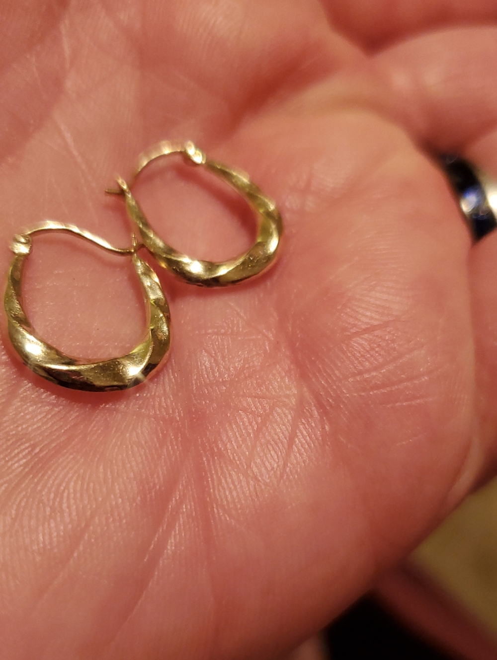 Gold Textured Hoop Earrings - Women Jewelry
